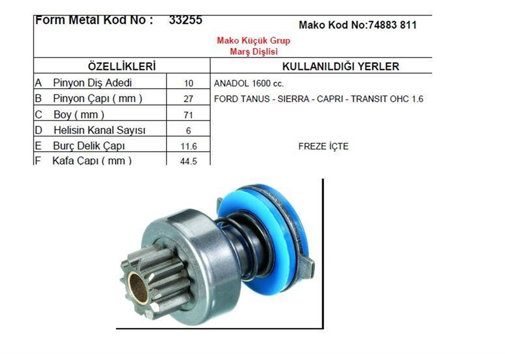 MAKO74883811-Marş Dişlisi