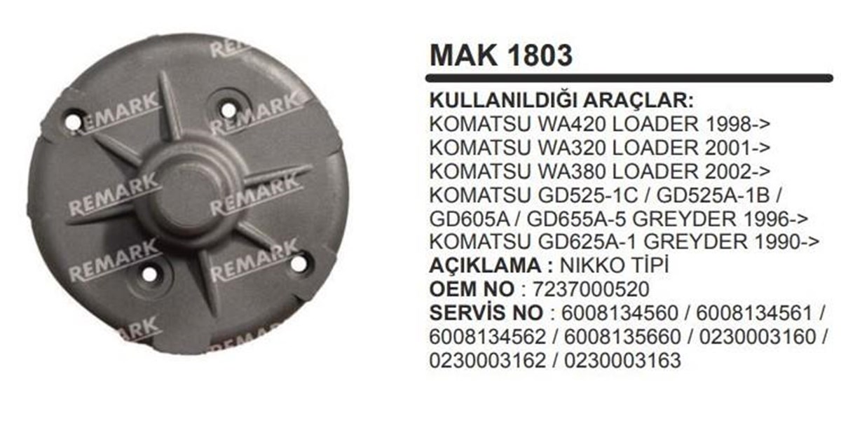 Marş Arka Kapak Komatsu Wa420 320 380 Gd525 625