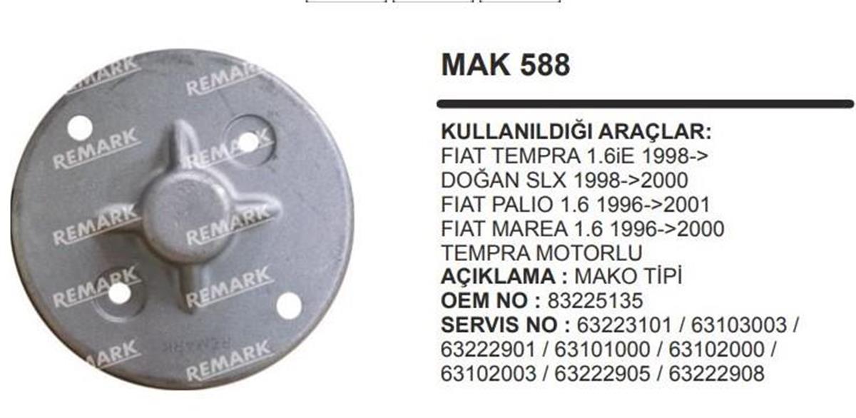 Marş Arka Kapak Mako Tofaş Slx Fiat Tempra 96 01 | Remark Mc588