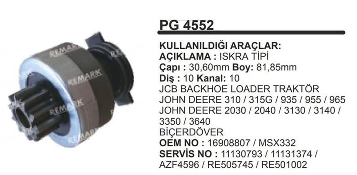 Marş Dişlisi 10 Diş Iskra Jcb Valtra Johndeere | Remark Pg4552