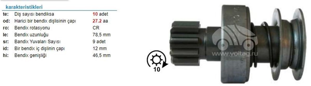 MARŞ DİŞLİSİ 10DİŞ J9 FRANSIZ DİZEL ZEN0692