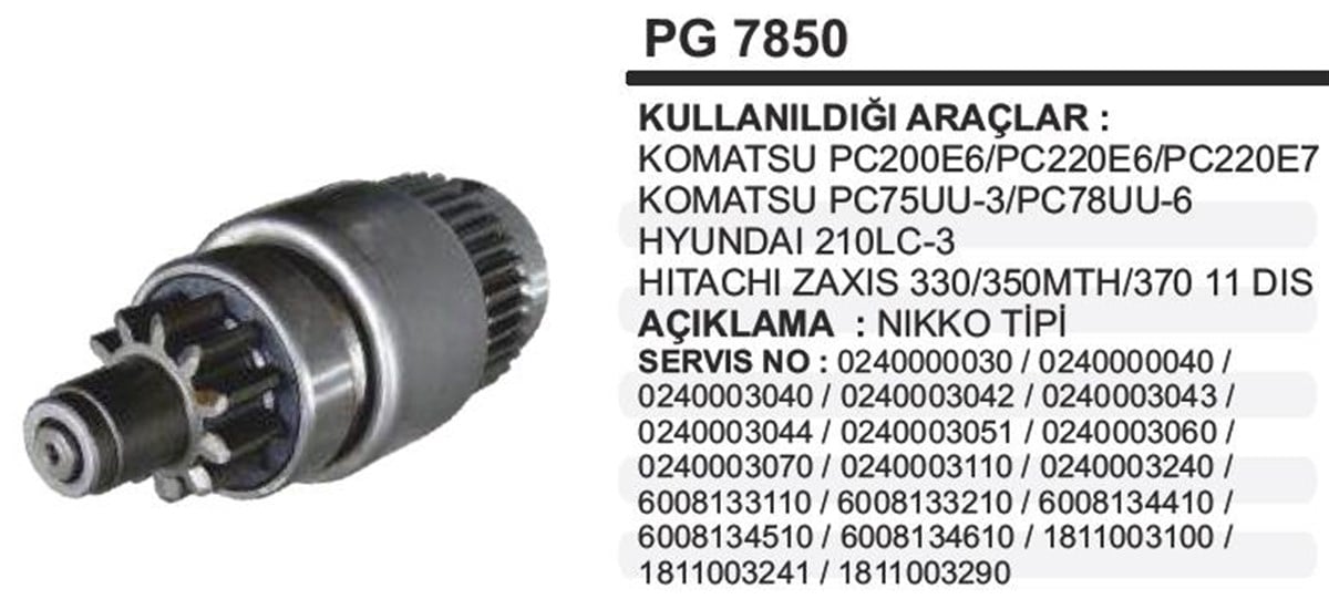 Marş Dişlisi 11Diş Kavasaki Kobelco Pg7850