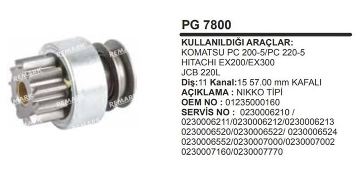 Marş Dişlisi 11Diş Nikko Kamatsu Pc220 Hitachi Ex300 | Remark Pg7800