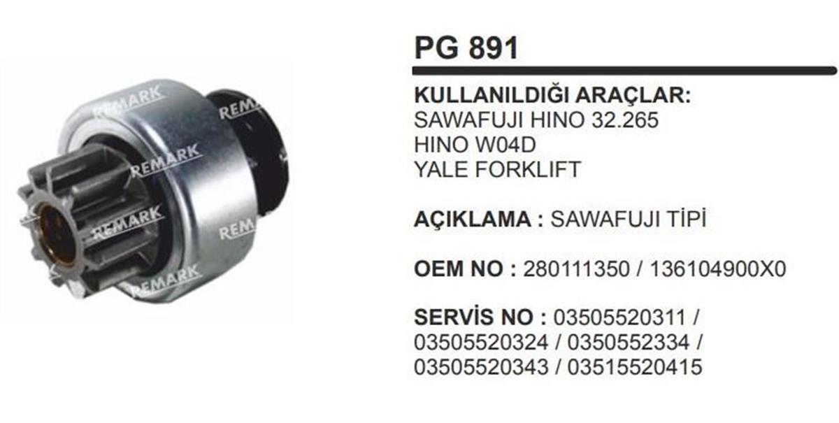 Marş Dişlisi 11Diş Sawafuji Hino 265 Yale Forklift | Remark Pg891