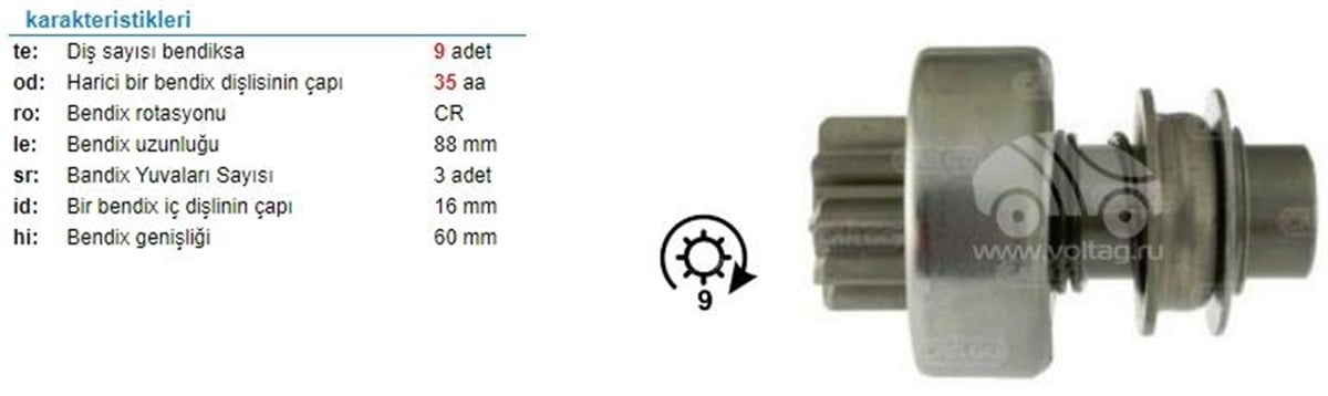 MARŞ DİŞLİSİ 9DİŞ FİAT 411/415 İNCE FREZE  ZEN0560