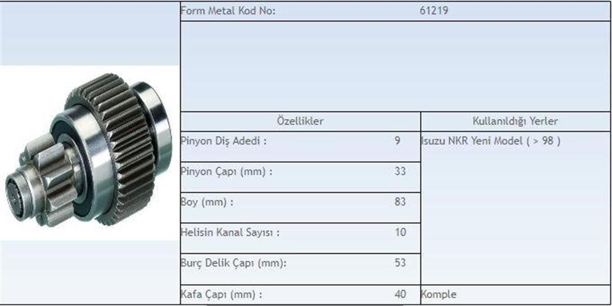 Marş Dişlisi 9Diş Isuzu Pick Up Ym J9 Premier