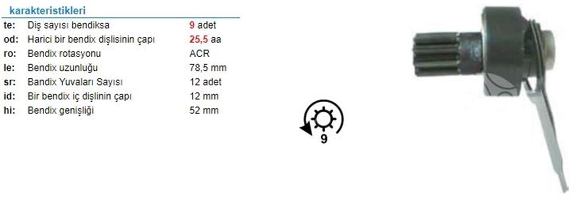MARŞ DİŞLİSİ 9DİŞ LUCAS TİP ZEN0503