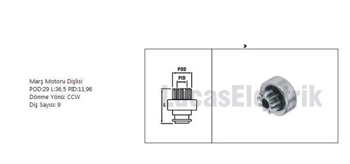 Marş Dişlisi 9Diş Mercury Marine 50Hp Sdr9032 Zen1454 | Lucas Sdr9032