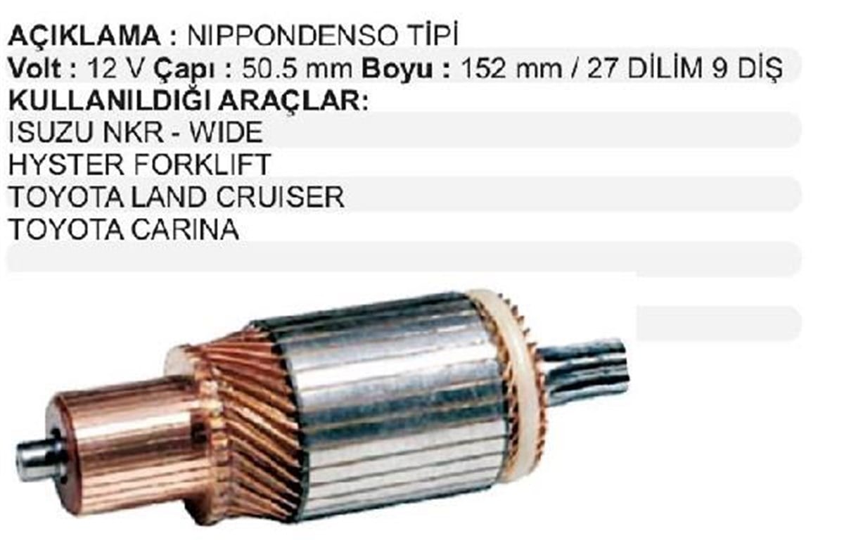 Marş Kollektörü 12V 9Diş Honda Accord Toyota Carina Land Cruiser Isuzu Nkr