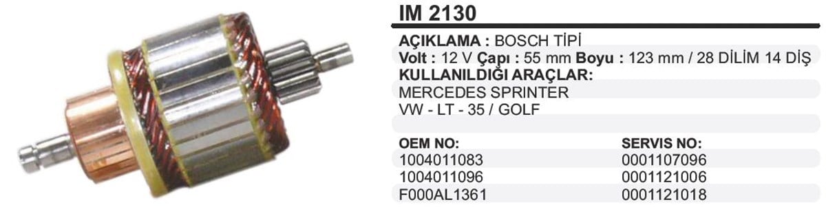 MARŞ KOLLEKTÖRÜ 12V DAEWOO VW LT35 GOLF MERCEDES-55X123X14