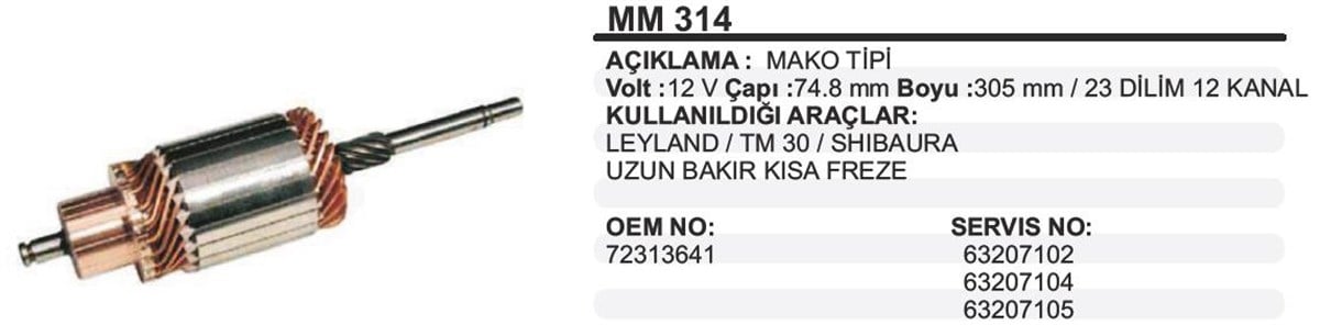 MARŞ KOLLEKTÖRÜ 12V MAKO TİP TM 30 LEYLAND (641)