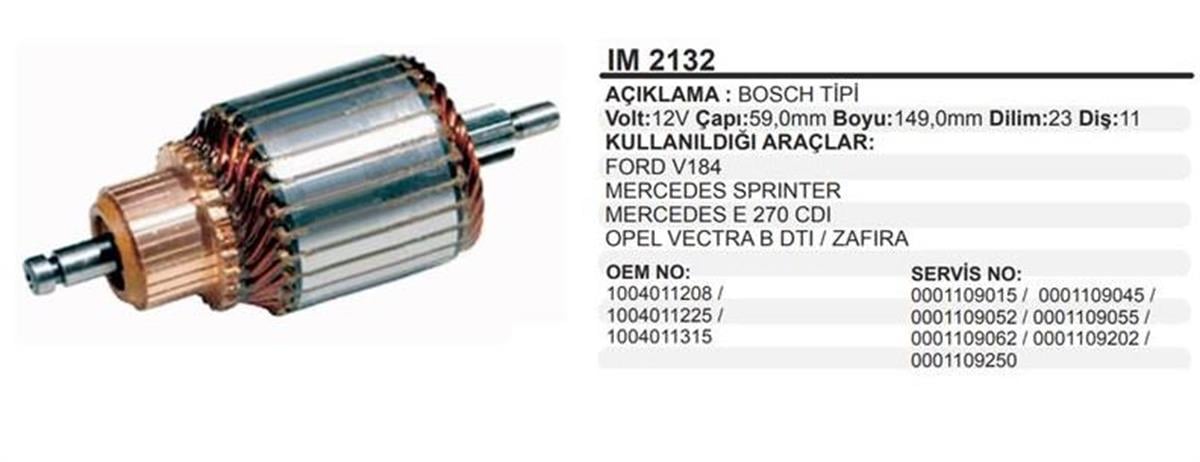 Marş Kollektörü 12V Transit Merc Opel 59X149x11 J10