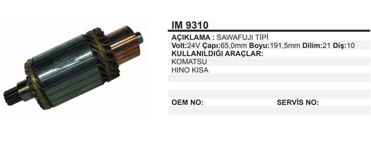 Marş Kollektörü 24V 10Diş Komatsu Sawafuji Hino Kısa Nissan Rf8 / [Md92] Engines