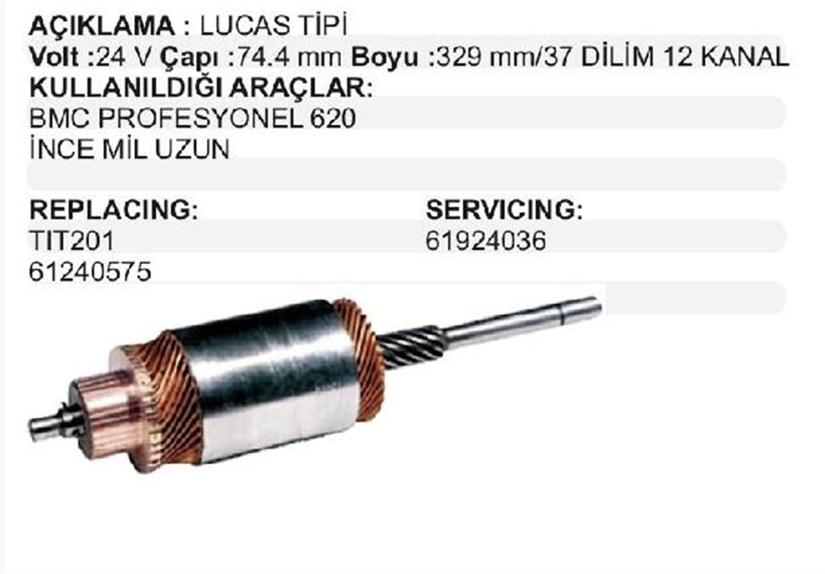 Marş Kollektörü 24V Bmc Fatih Kmy Pro Tıt201 212