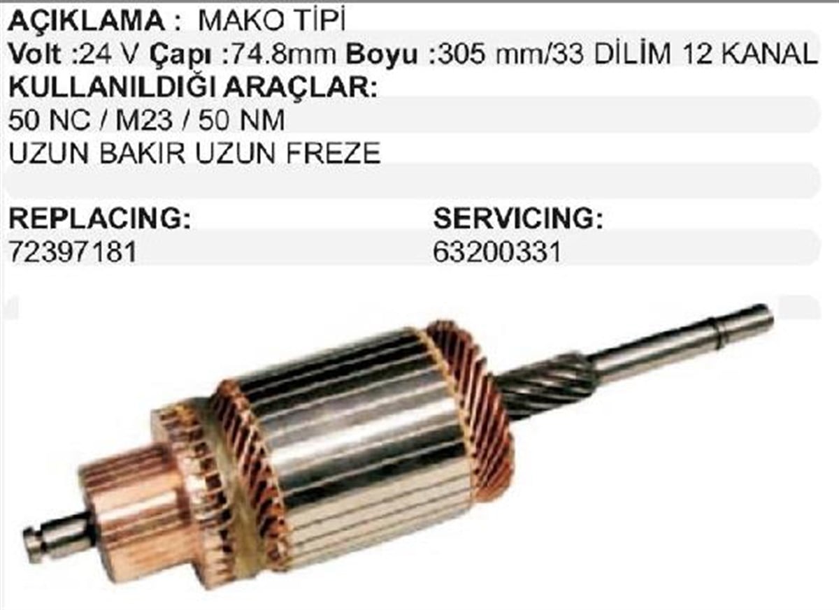 MARŞ KOLLEKTÖRÜ 24V UB+UF 5ONC 35NC İSUZU 72397181