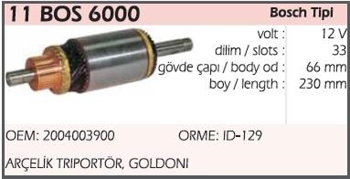 Marş Kollektörü Arçelik Tırportör 60X230
