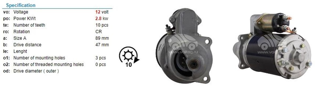 MARŞ MOTORU 12V 10DİŞ BEDFORD 3.5 VE 7 TON 27543