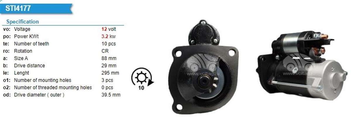 Marş Motoru 12V 10Diş Landini Perkins 3,2Kw Landını Mf Perkıns