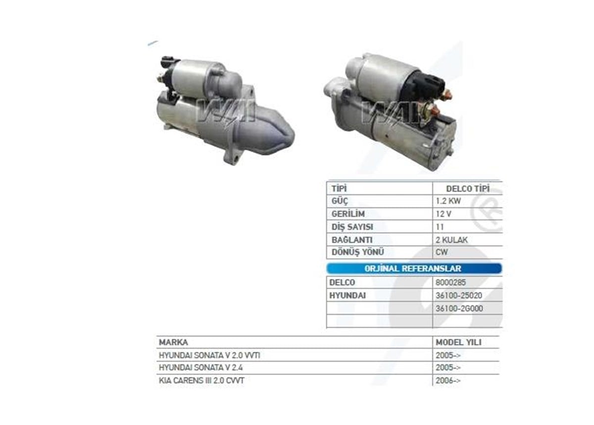 Marş Motoru 12V 11Diş Hyundai Ix35 Sportege