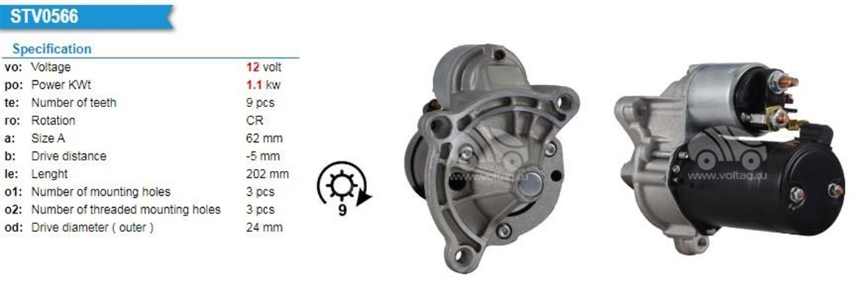 Marş Motoru 12V 9Diş Cıtroen C4 Peugeot Partner 1 4Kw Valeo Tip 0001108471 Valeo 438091
