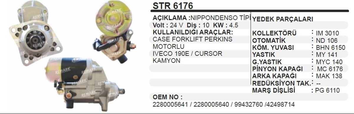 Marş Motoru 24V 10Diş 4 5 Kw Denso Tıp Case / Cursor  Iveco Stralıs   Eurotakker   Eurotech