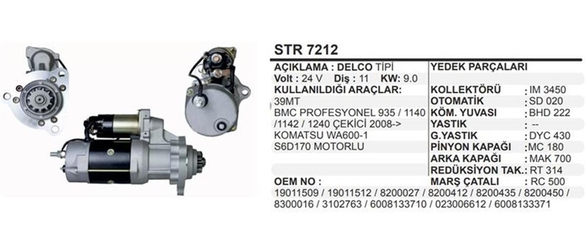 Marş Motoru 24V 11 Diş Bmc Profesyonel 39Mt Çekici | Remark Str7212