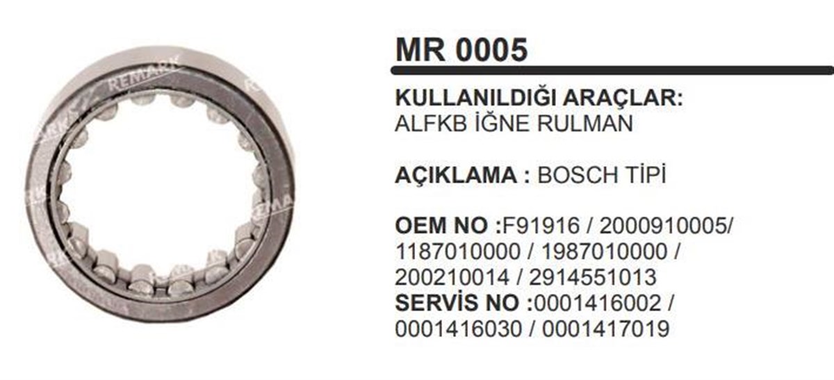 Marş Rulmanı Alfkb                                                              F91916 2000910005
