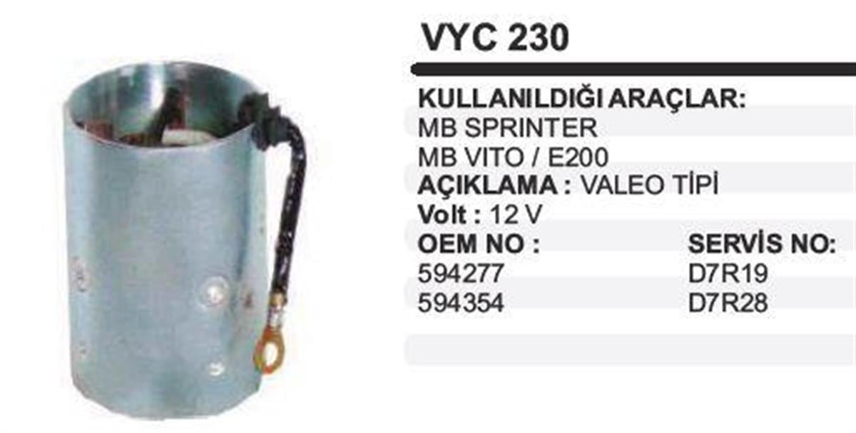 Marş Yastığı 12V Mb Vito D7r Valtip 76*114 5 Sprinter Vito E200 Hyundai Tata Kamyonet | Schenna Vyc230