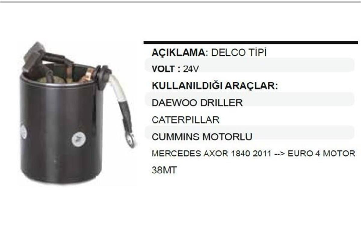 Marş Yastığı 24V Gövdeli Daewoo Caterpıllar Delco Tipi 38Mt Daewoo Cat Cumiıns 38Mt | Wınwın Dyc444