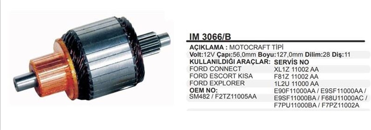 MARTEK Marş Kollektör 12V Ford Escort Connect Mondeo 127Mm 11Diş