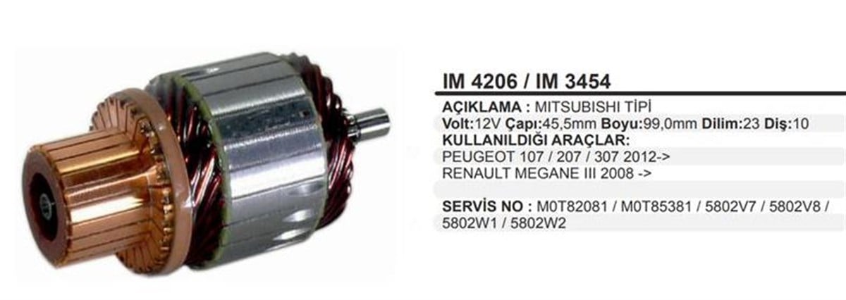 MARTEK Marş Kollektörü 12V 10Diş Renault Kango Megan Peugeot Pejo 206 Opel Astra Chevrolet Cruze 45 6X99x10