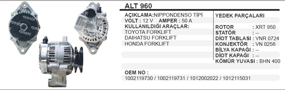 MARTEKALT960-Alternatör Dinamo