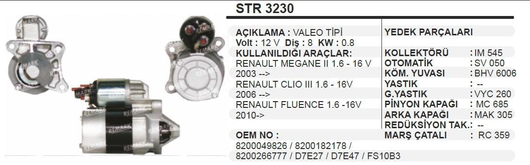 MARTEKSTR32566N-Marş Motoru - Marş Dinamosu