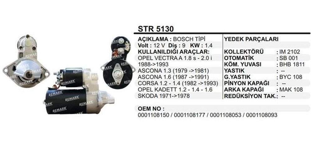 MARTEKSTR5130-Marş Motoru - Marş Dinamosu