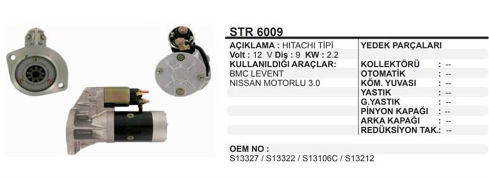 MARTEKSTR6009-Marş Motoru - Marş Dinamosu