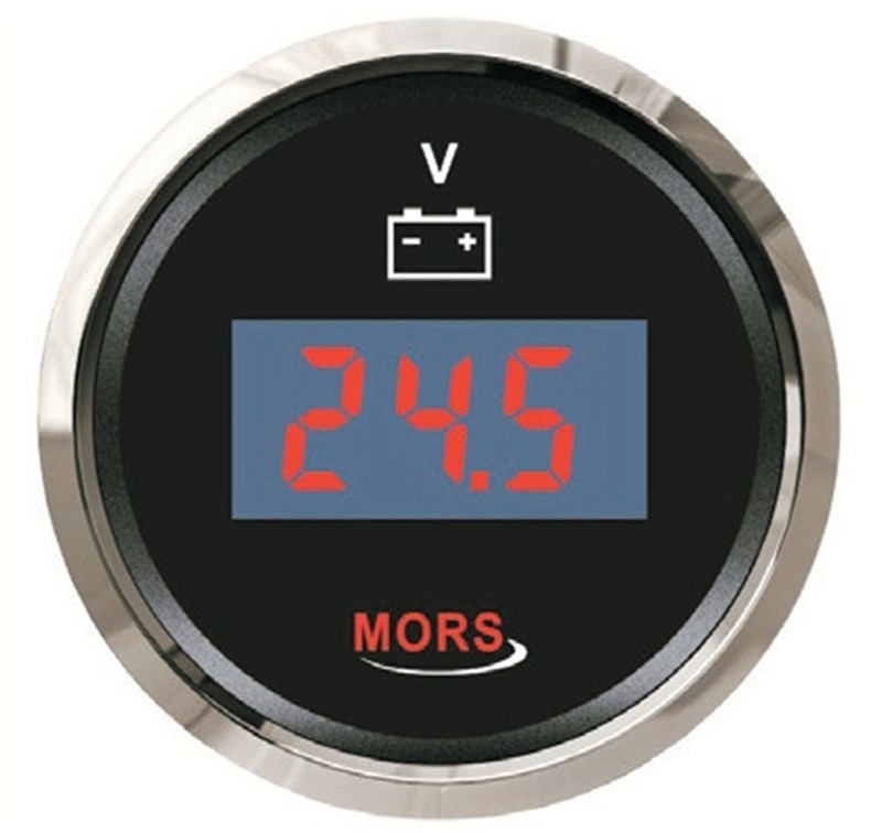 Mors Dijital Voltmetre 12-24 V 55mm Siyah