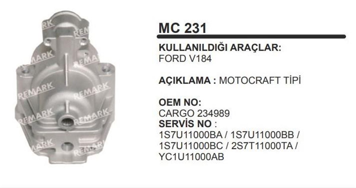 Pinyon Kapağı Ford Transıt V184 Ym Motocraft Tipi