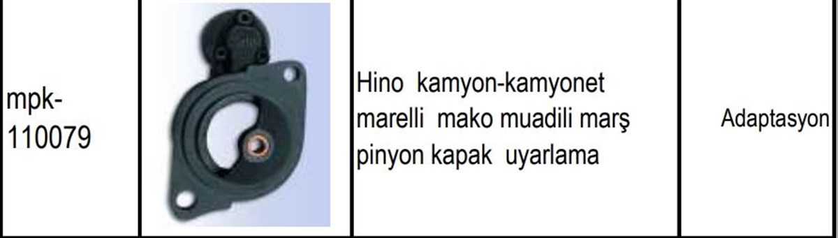Pinyon Kapağı Mako Dinamolu Hino Kamyon 00110079