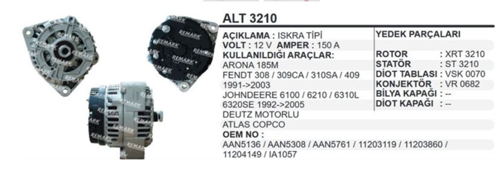 REMARKALT3210-Alternatör Dinamo