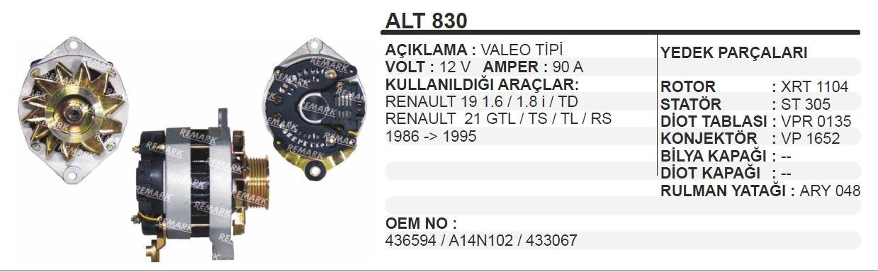 REMARKALT830-Alternatör Dinamo
