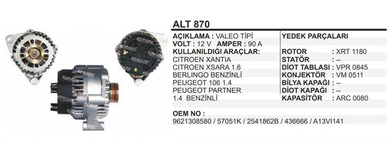 REMARKALT870-Alternatör Dinamo