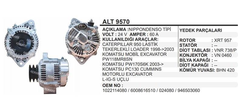 REMARKALT9570-Alternatör Dinamo