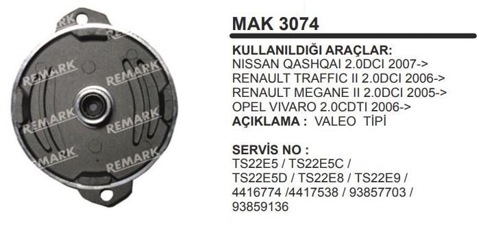 REMARKMAK3074-Marş Arka Kapağı