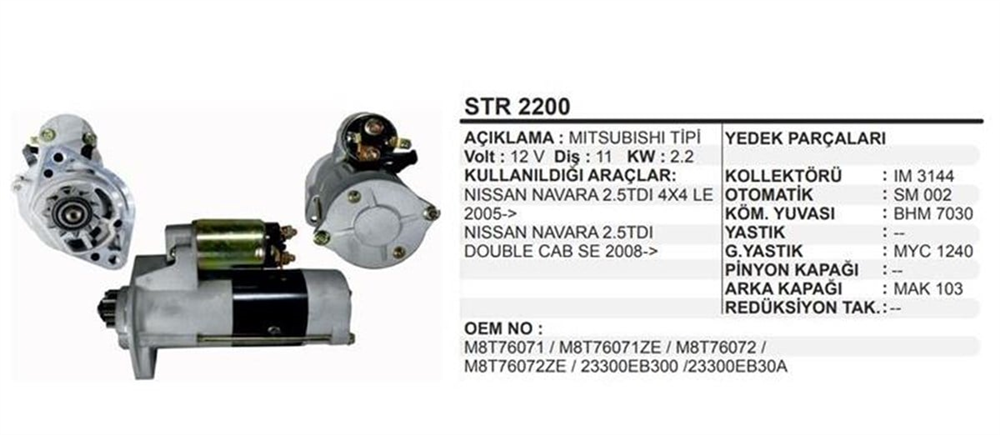 REMARKSTR2200-Marş Motoru - Marş Dinamosu
