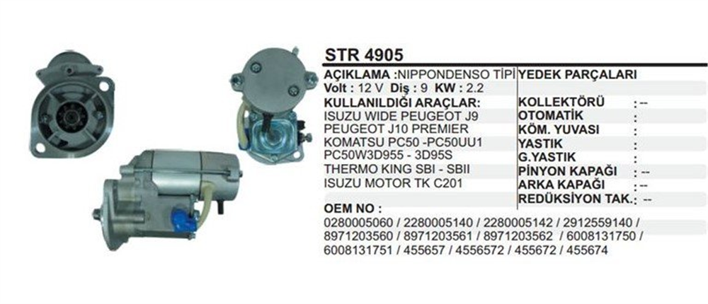 REMARKSTR4905-Marş Motoru - Marş Dinamosu