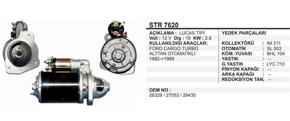 REMARKSTR7620-Marş Motoru - Marş Dinamosu