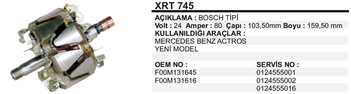 Rotor 24V 80Ah Mercedes Axor Actros Xrt745 