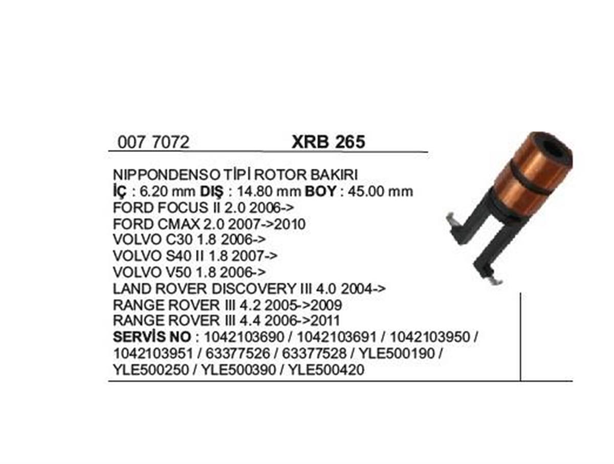 Rotor Bakırı Ford Volvo Range Rover Nippo Denso | Remark Xrb265