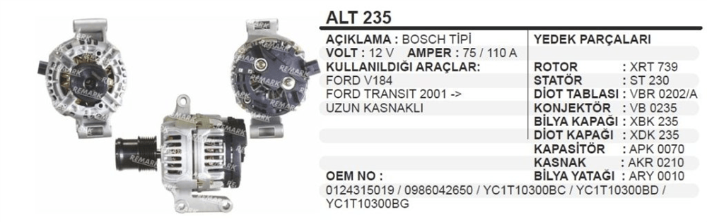 SCHENNAALT235-Alternatör Dinamo