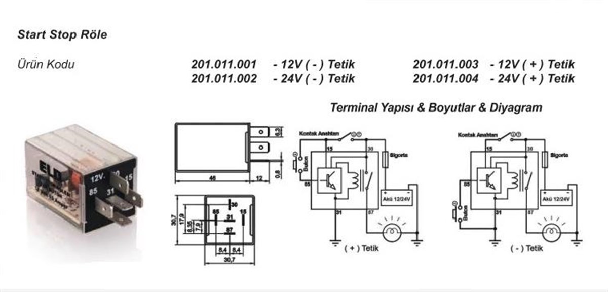 Start Stop Rölesi 24V   Referanslı
